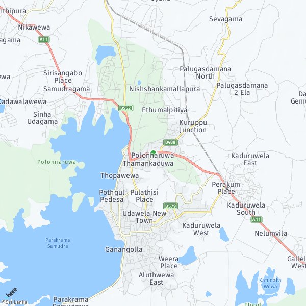 HERE Map of Polonnaruwa, Sri Lanka